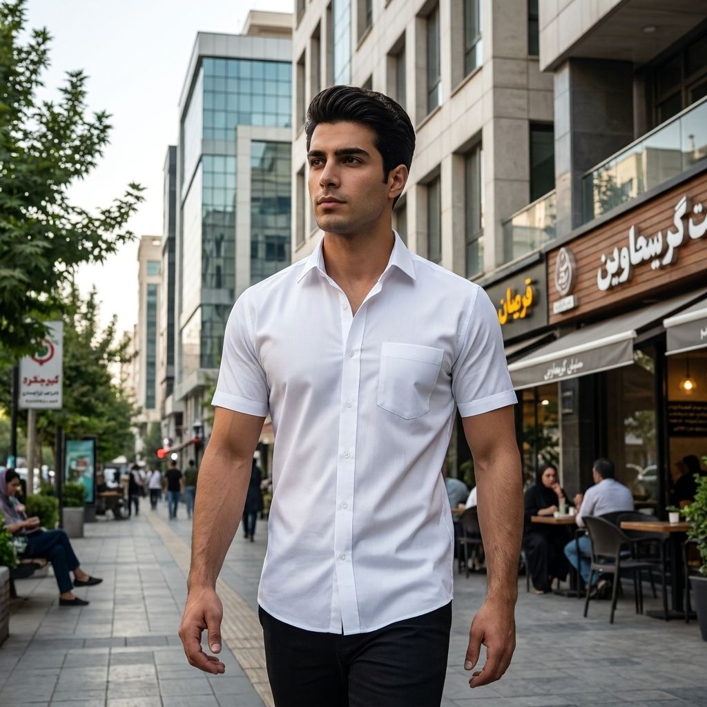 پیراهن آستین کوتاه سفید مردانه مدل Diesel