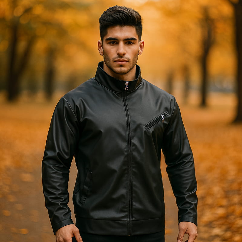 کاپشن چرم مردانه مدل Babak